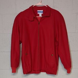Pendleton Vintage Varsity Bomber Jacket Bright Cherry Red 100% Wool Large 80's
